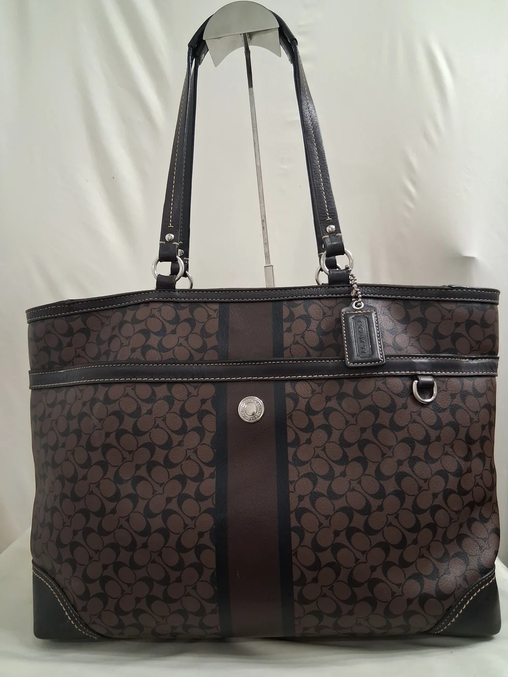 Coach Chelsea Heritage Signature Brown &Black ToteF15134-Missing Shoulder Strap